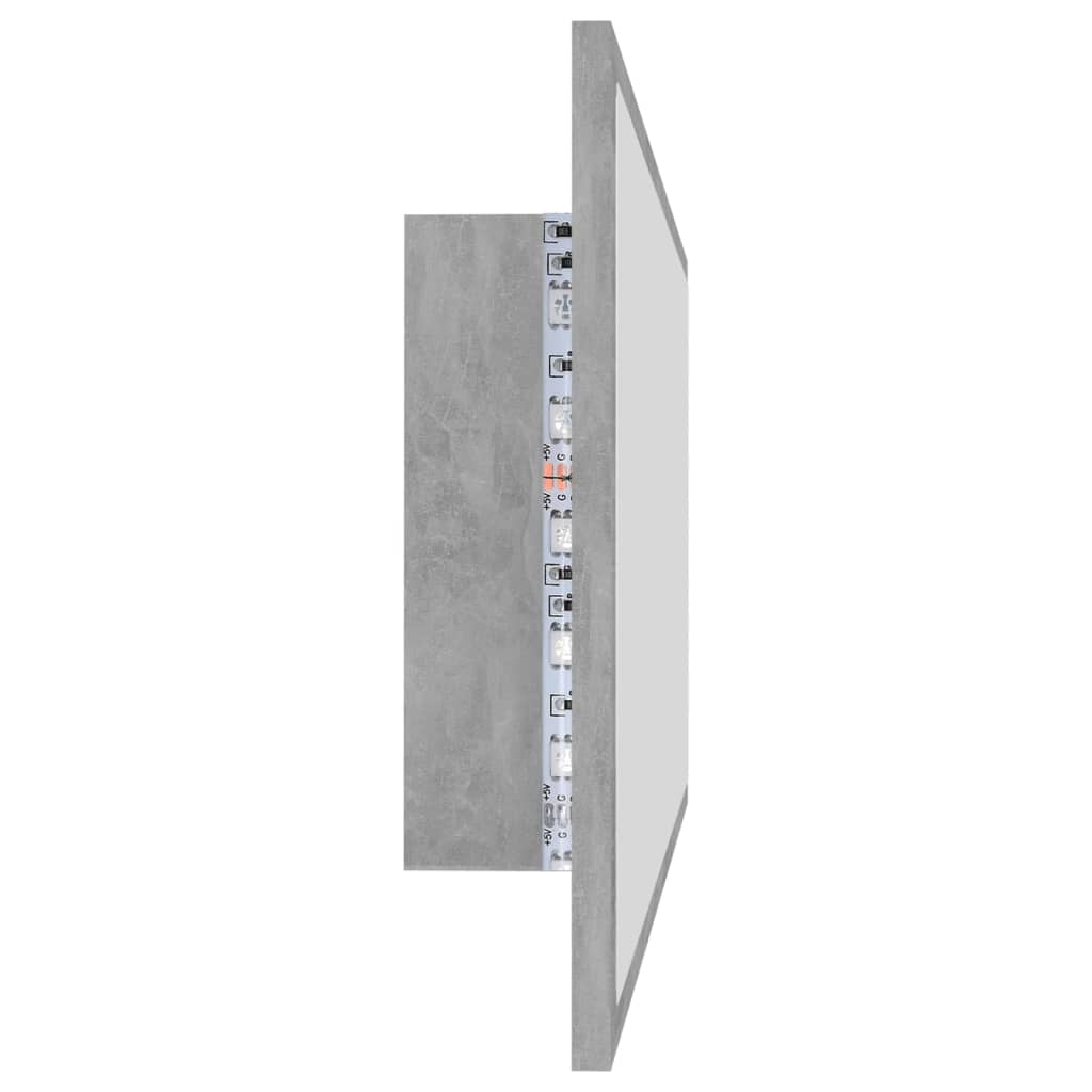 LED-badespeil betonggrå 100x8,5x37 cm akryl