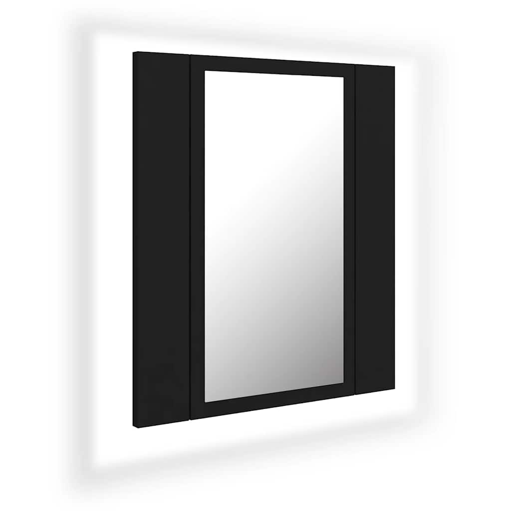LED-speilskap til baderom svart 40x12x45 cm akryl