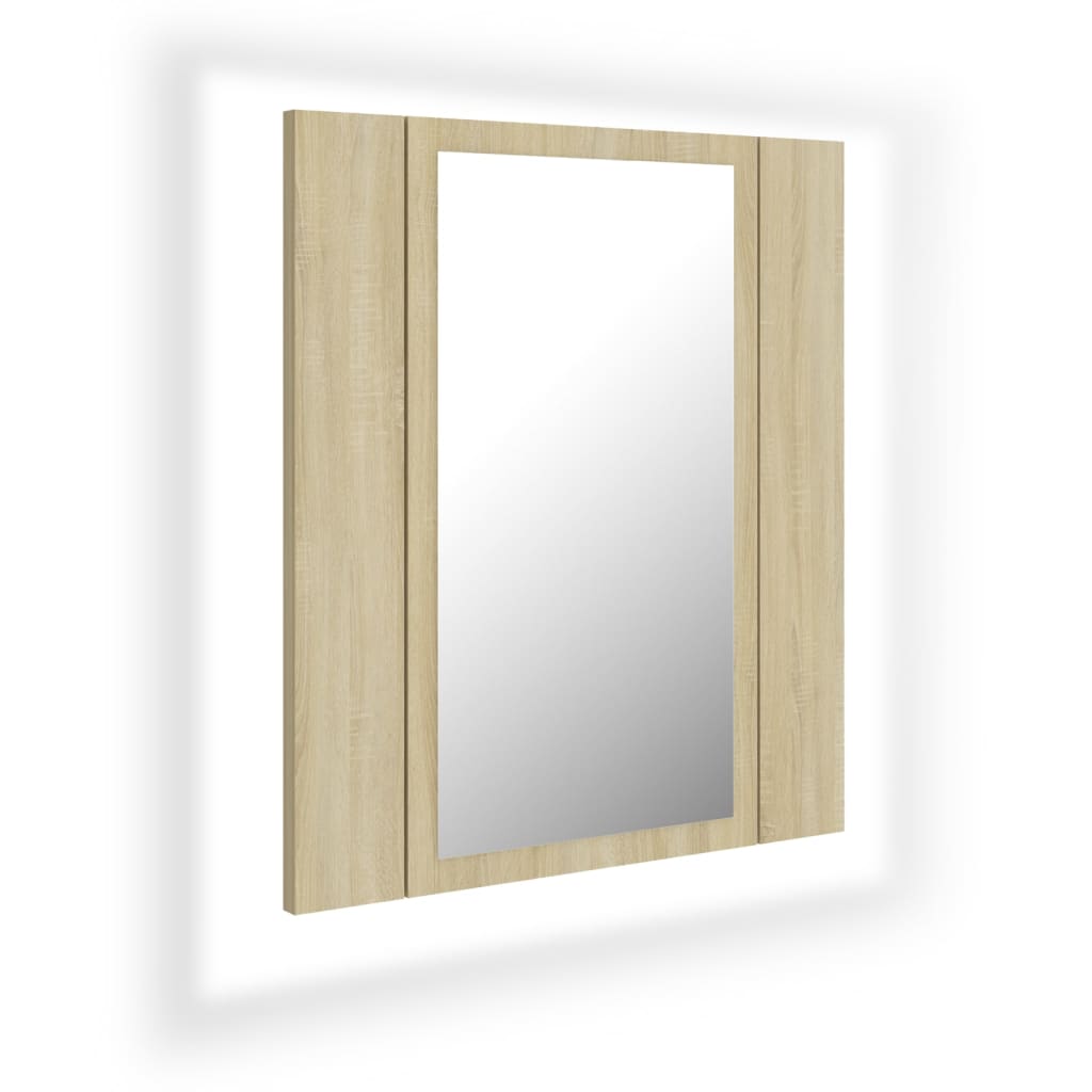 LED-speilskap til baderom sonoma eik 40x12x45 cm akryl