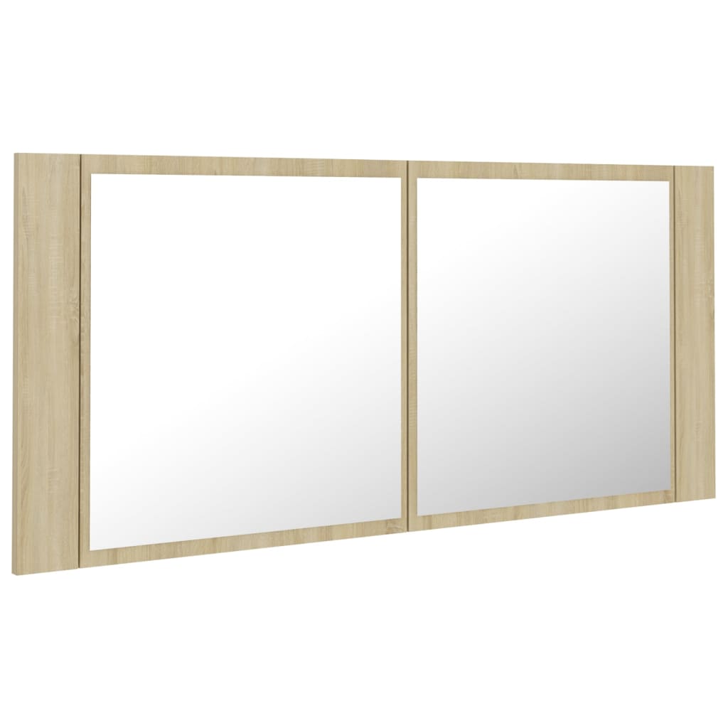 LED-speilskap til baderom sonoma eik 100x12x45 cm akryl