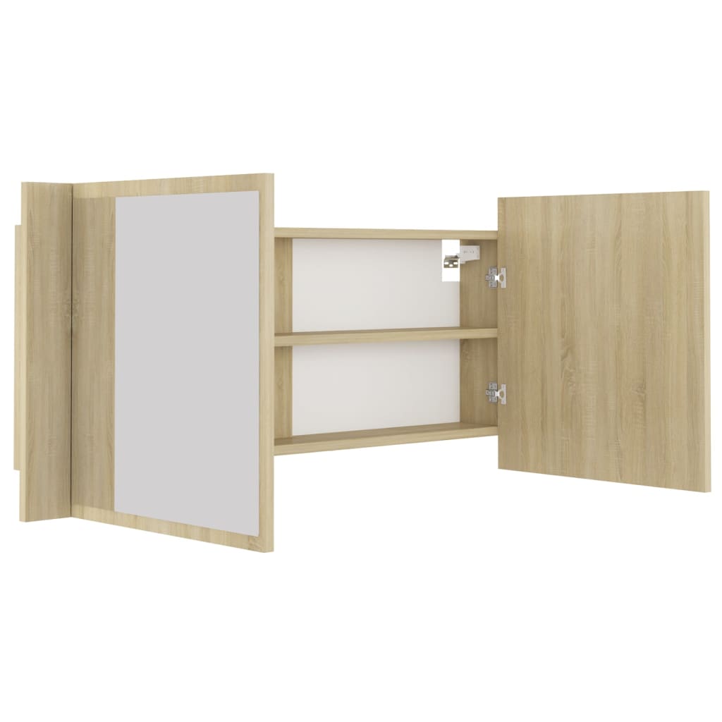 LED-speilskap til baderom sonoma eik 100x12x45 cm akryl