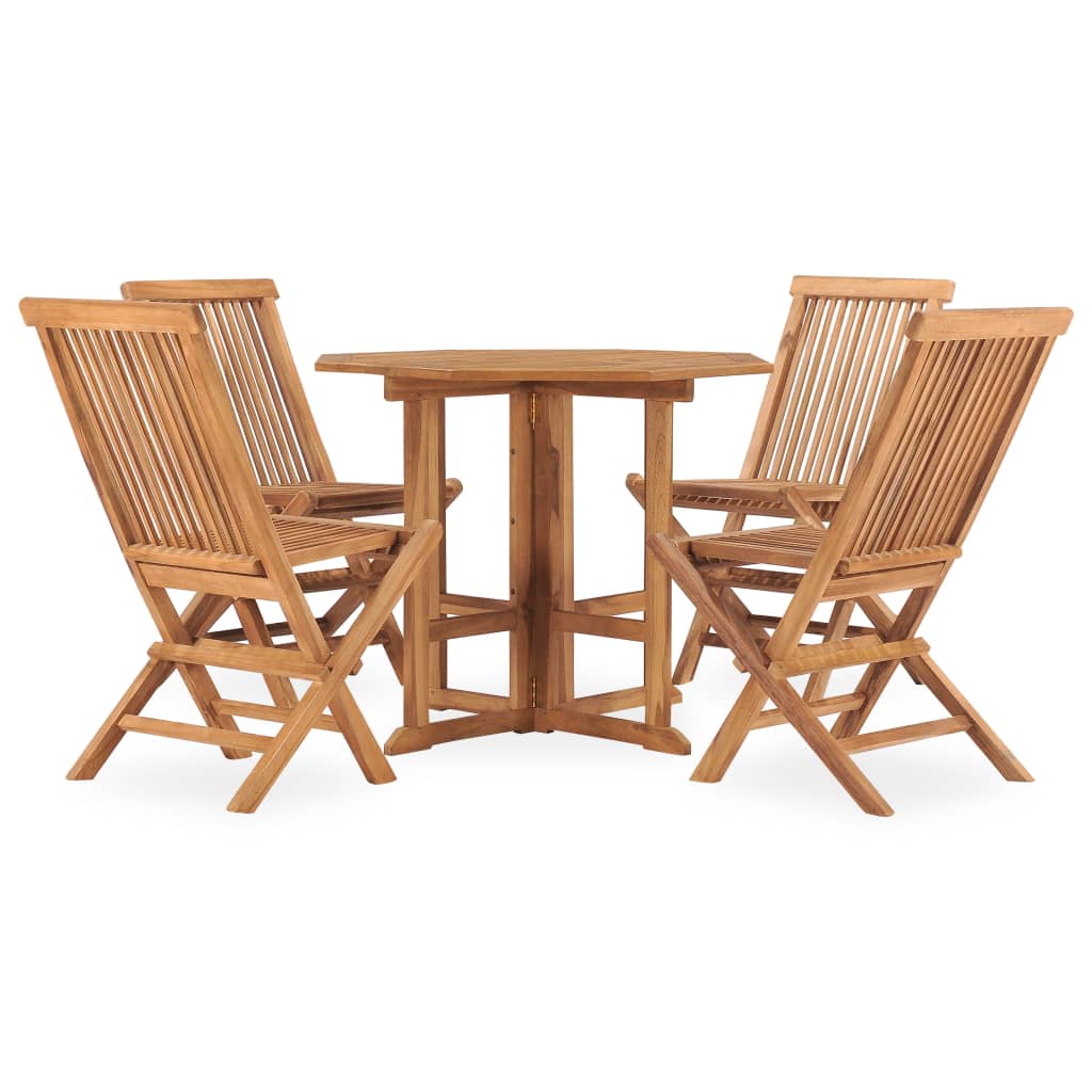Utendørs spisestue sammenleggbar 5 deler heltre teak vidaXL