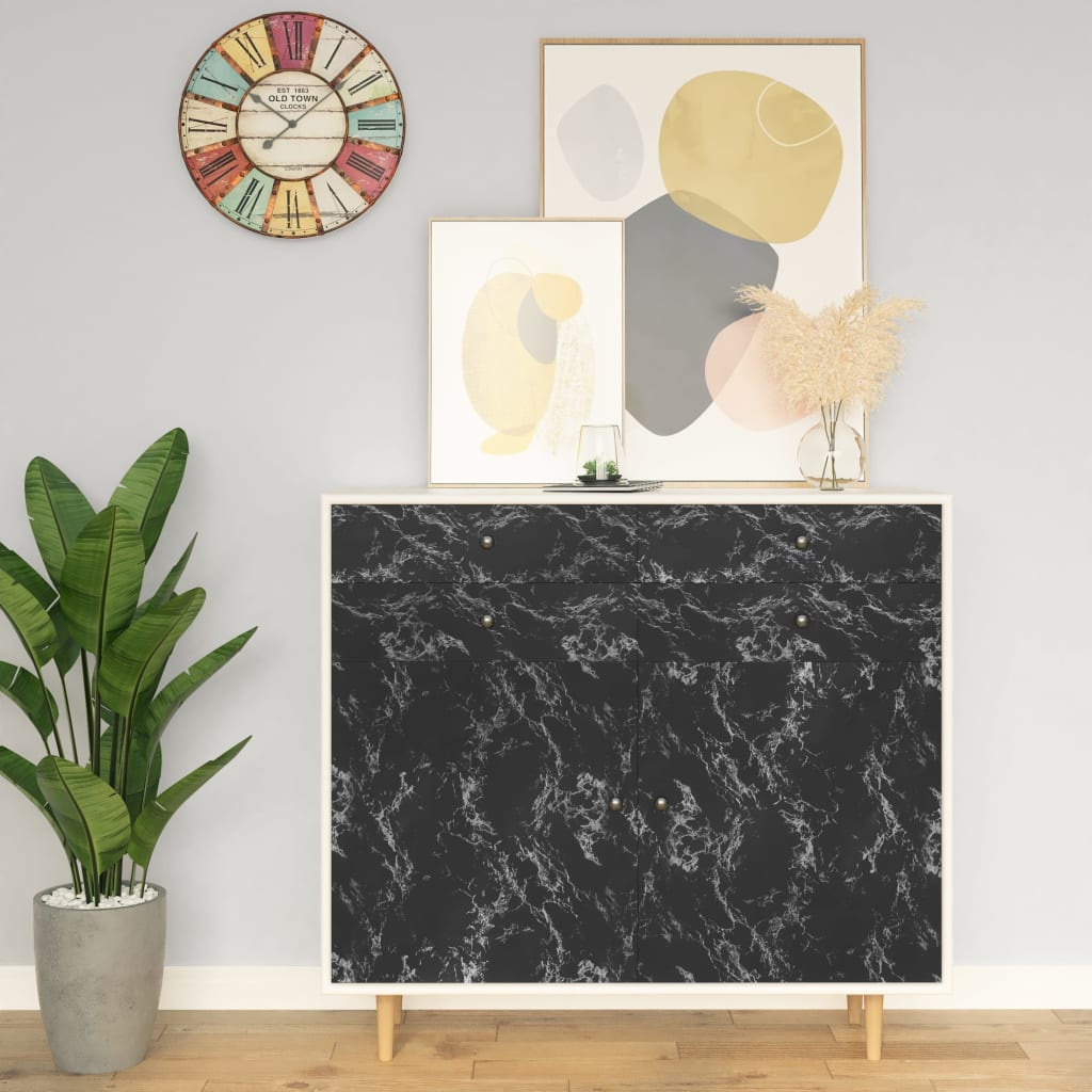 Selvklebende folie til møbler svart stein 500x90 cm PVC