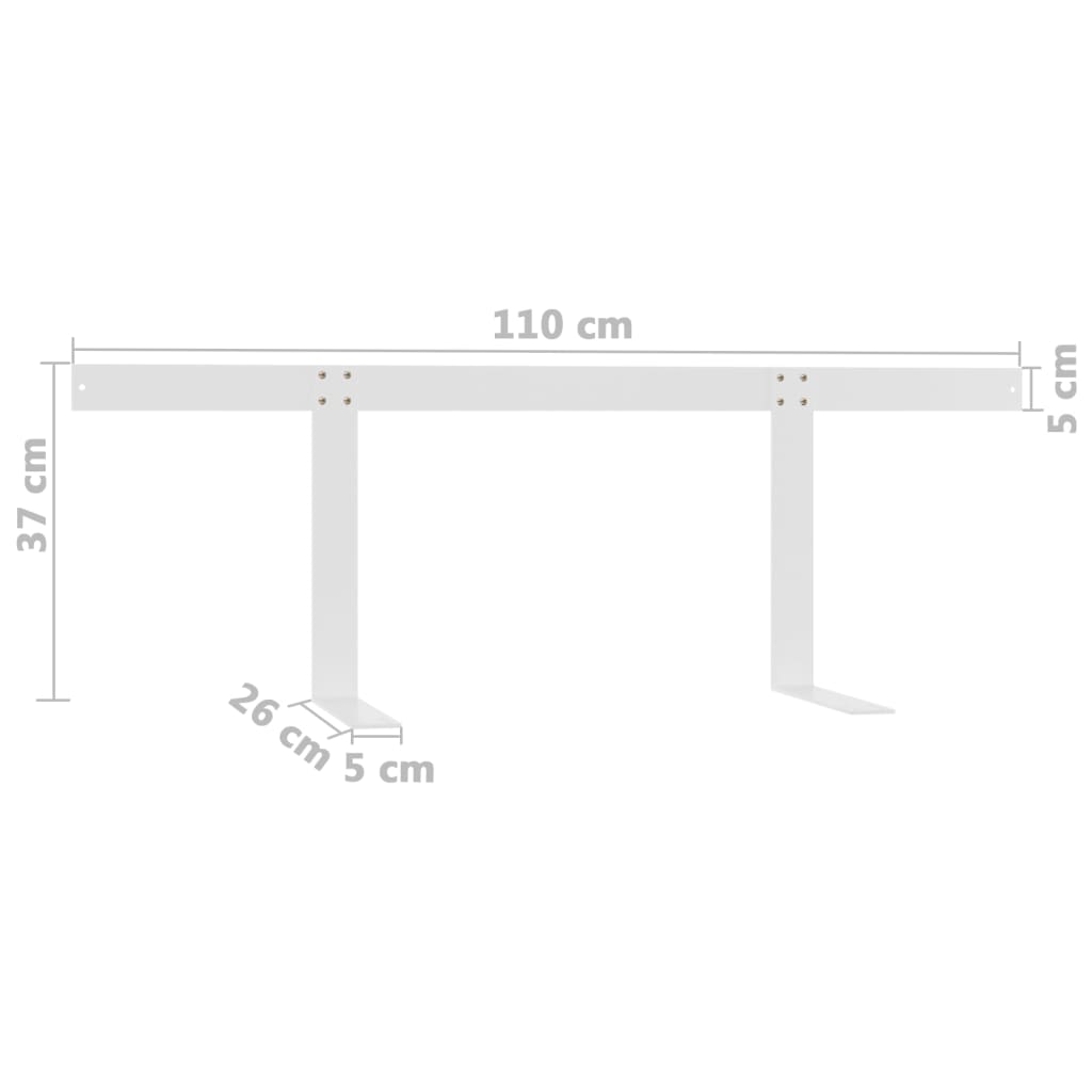 Ryggstøtte til pallesofa hvit 110 cm jern