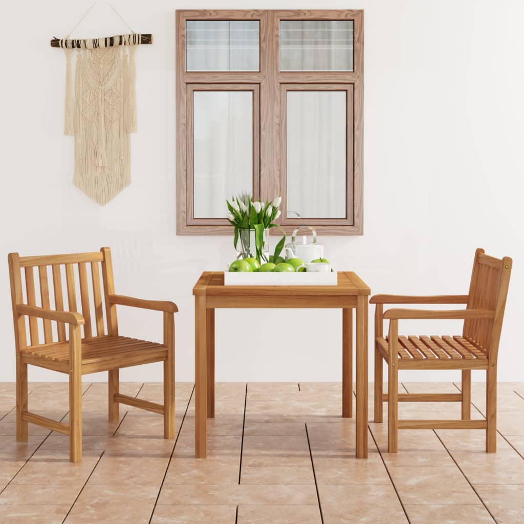 3-delt hagespisesett 80x80 cm heltre teak vidaXL