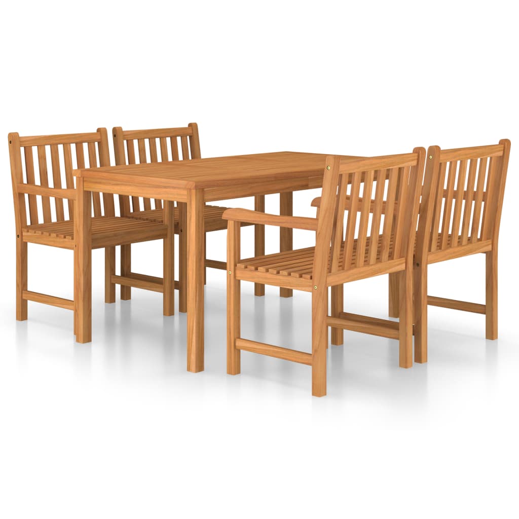 5-delers hagespisesett 140x80 cm heltre teak vidaXL