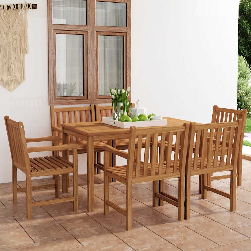 7-delers hagespisesett 140x80 cm heltre teak vidaXL