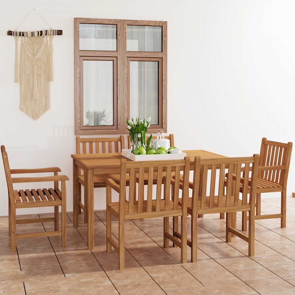 7-delers hagespisesett 150x90 cm heltre teak vidaXL
