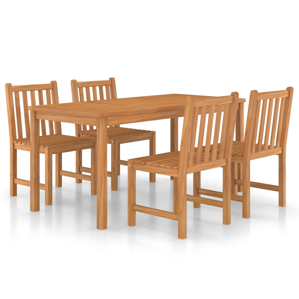 5-delers hagespisesett 160x80 cm heltre teak vidaXL