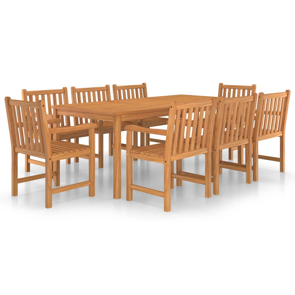 9-delers hagespisesett 200x100 cm heltre teak vidaXL