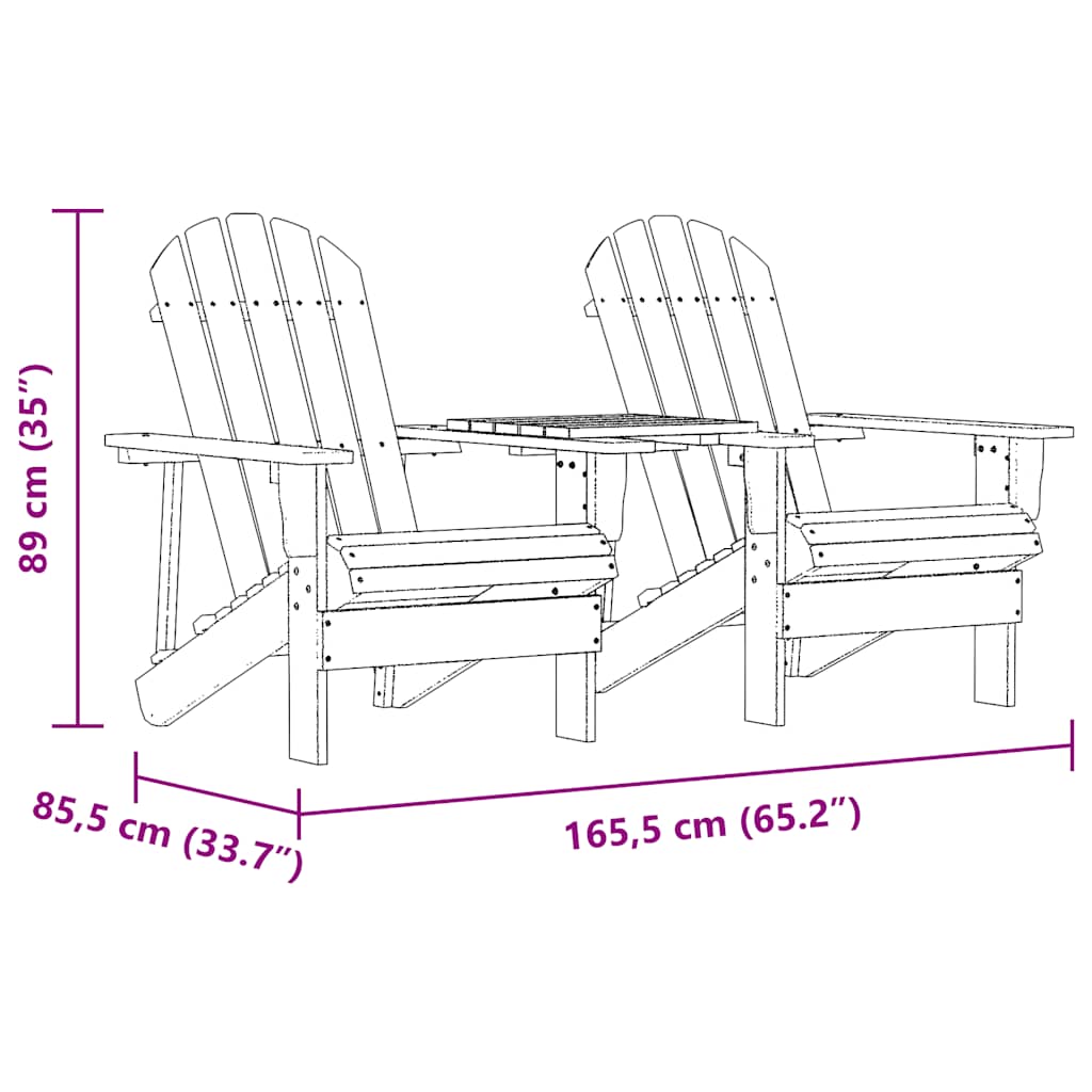 Adirondack hagestoler med tebord heltre gran