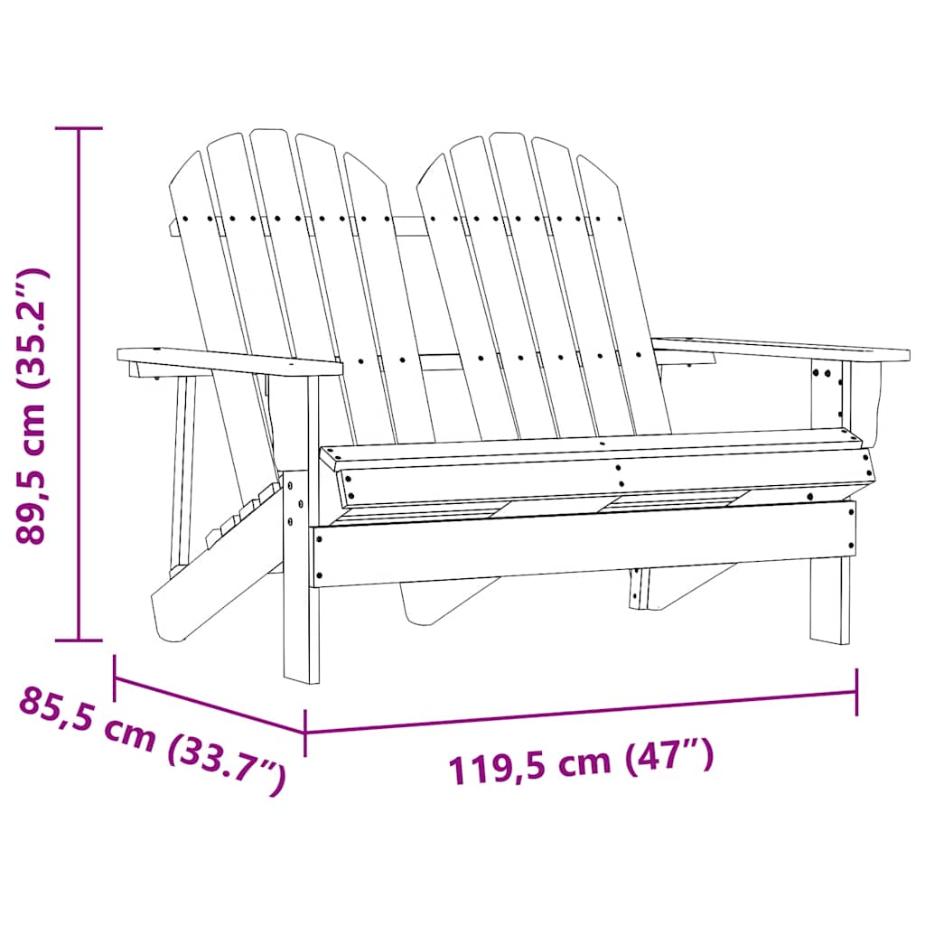 Adirondack hagestol 2-seters heltre gran brun