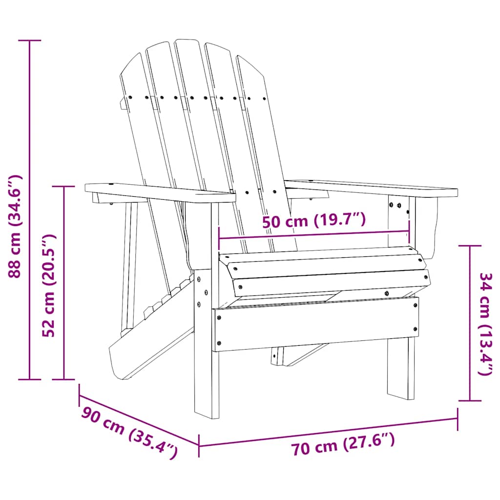 Adirondack hagestol med bord heltre gran