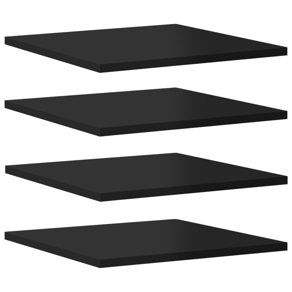 Hylleplater 8 stk høyglans svart 40x40x1,5 cm konstruert tre