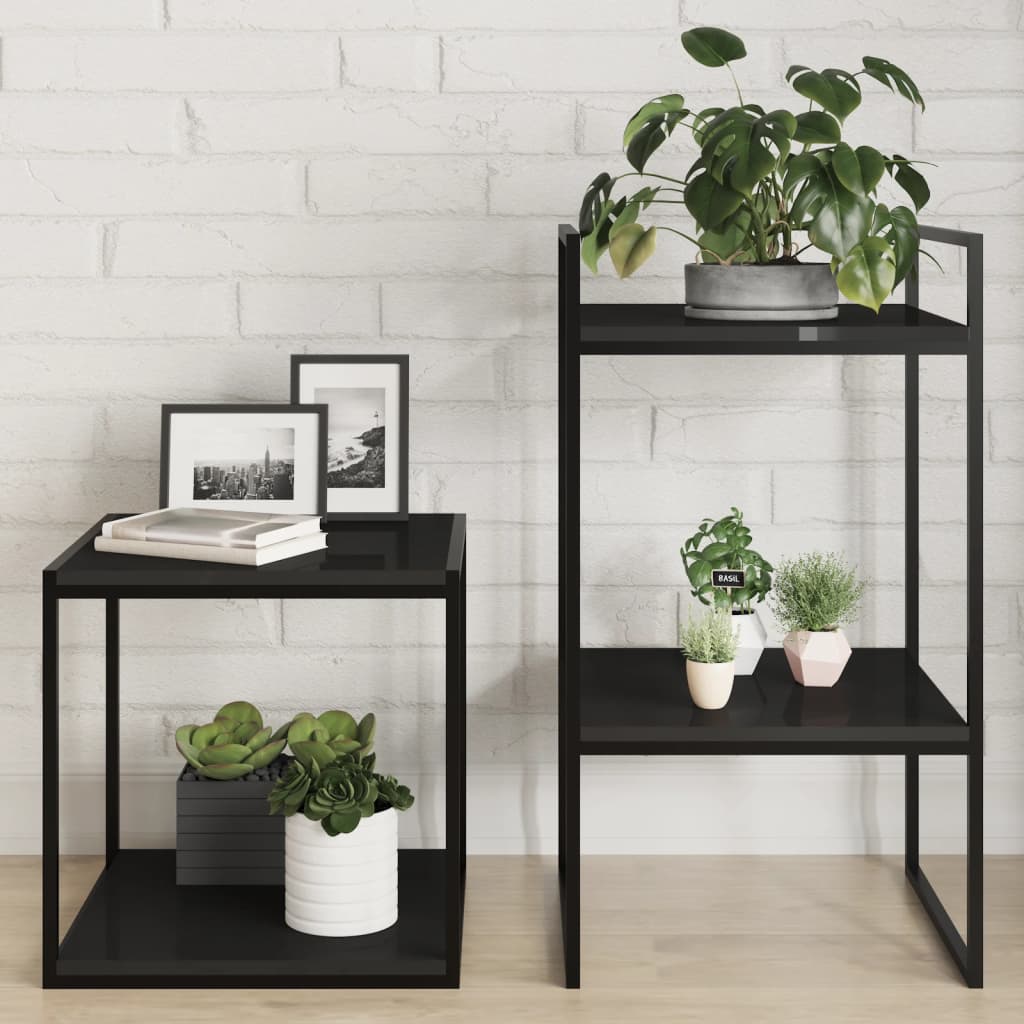 Hylleplater 8 stk høyglans svart 40x40x1,5 cm konstruert tre