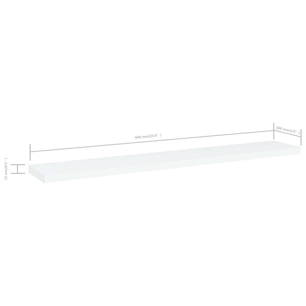 Hylleplater 4 stk hvit 60x10x1,5 cm konstruert tre