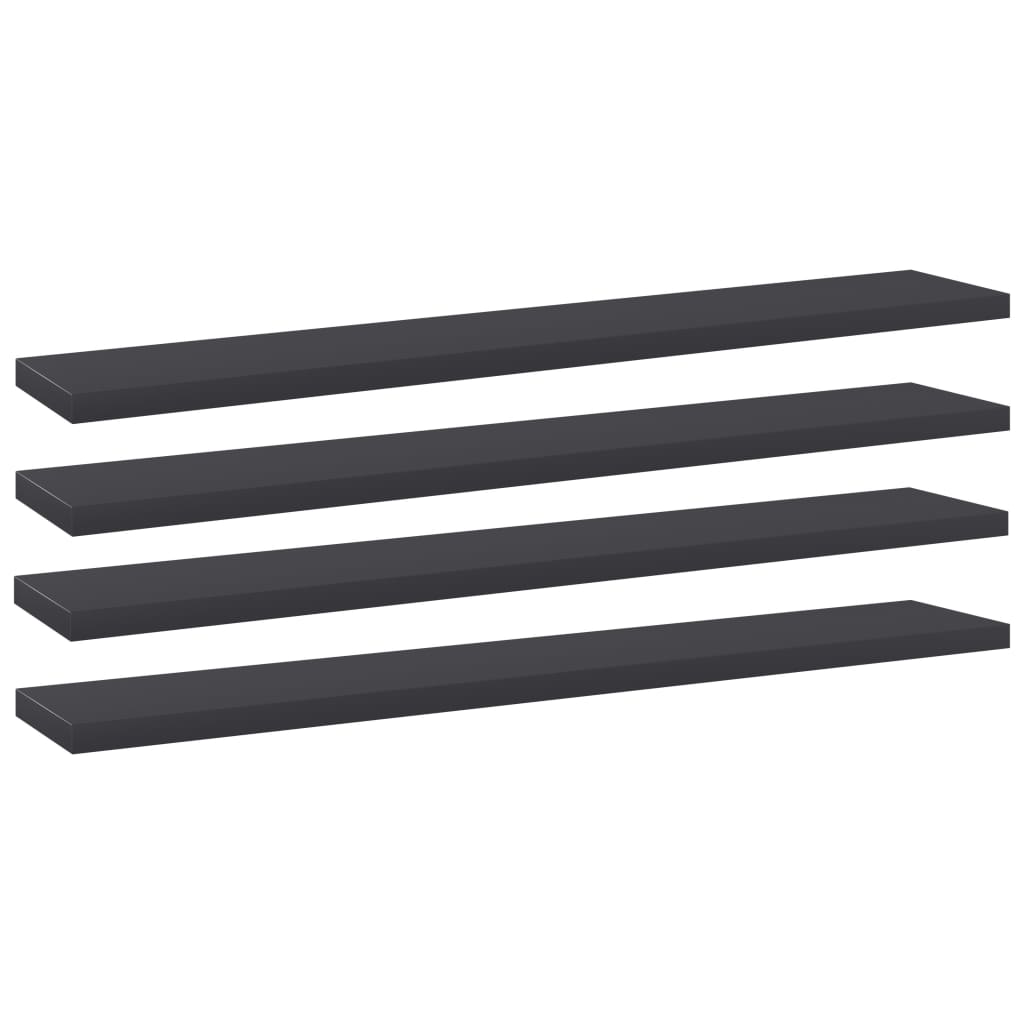 Hylleplater 4 stk grå 60x10x1,5 cm sponplate