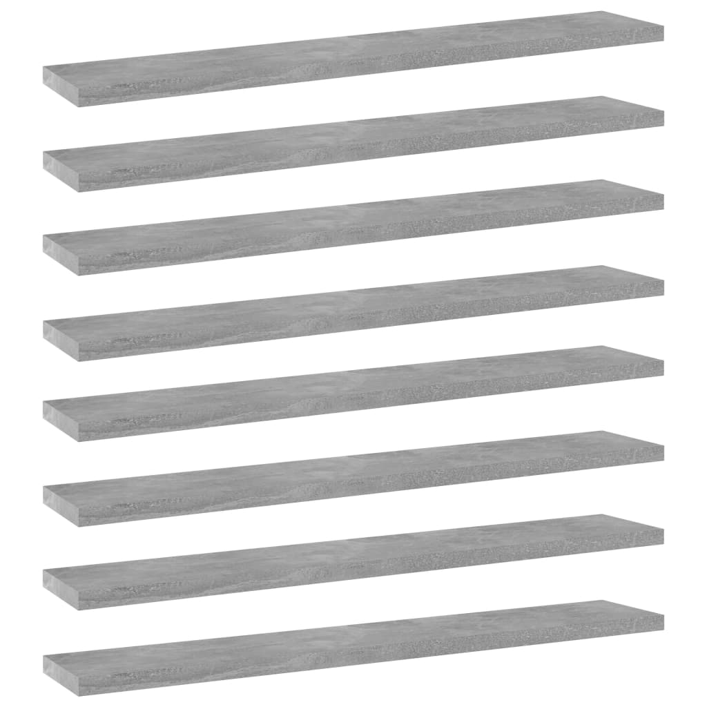 Hylleplater 8 stk betonggrå 60x10x1,5 cm sponplate