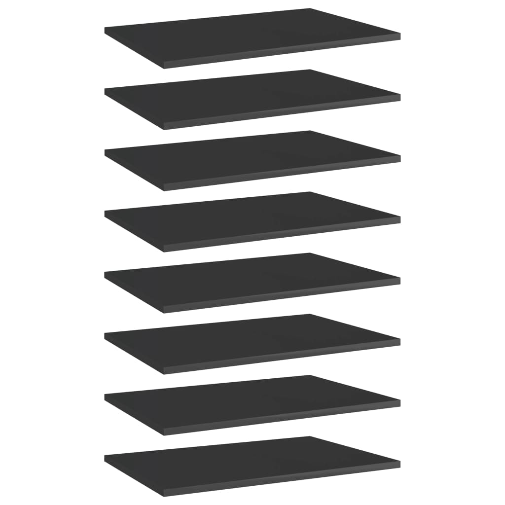 Hylleplater 8 stk høyglans svart 60x40x1,5 cm sponplate