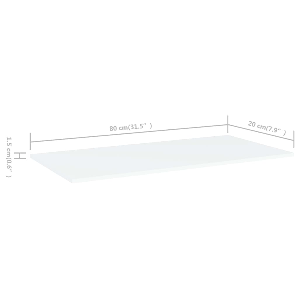 Hylleplater 4 stk hvit 80x20x1,5 cm konstruert tre