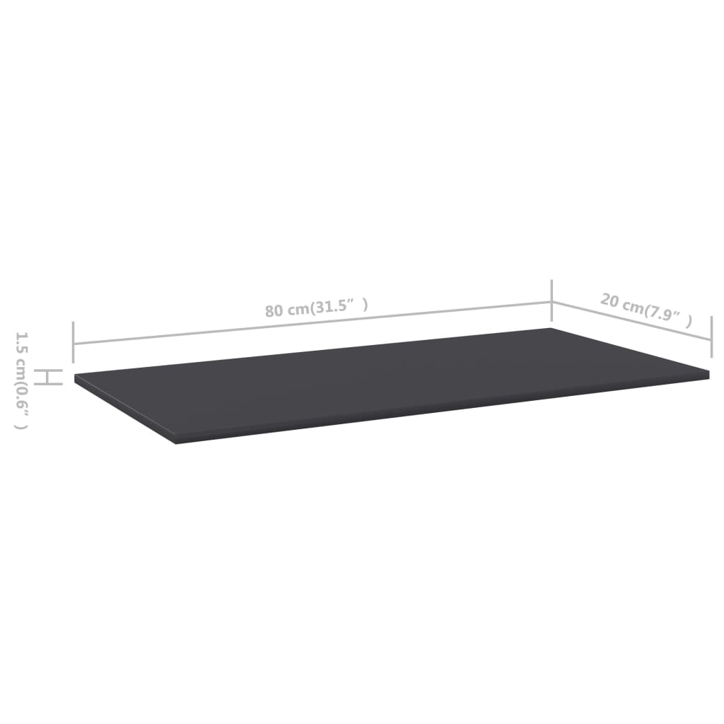 Hylleplater 8 stk grå 80x20x1,5 cm sponplate
