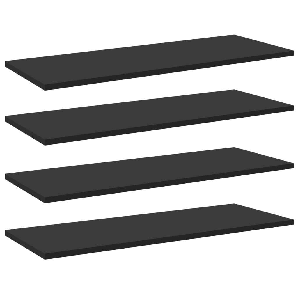 Hylleplater 4 stk svart 80x30x1,5 cm sponplate