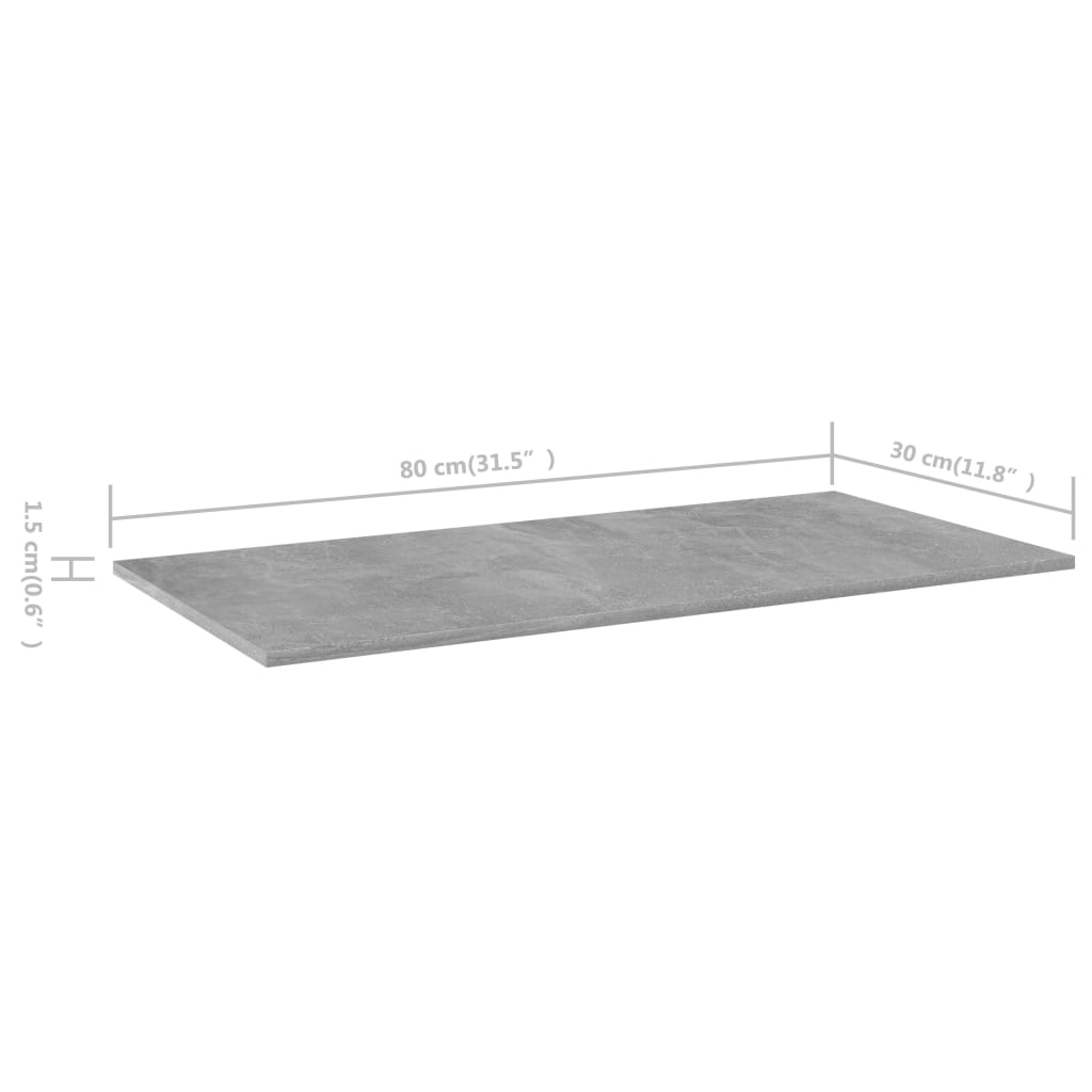 Hylleplater 8 stk betonggrå 80x30x1,5 cm sponplate