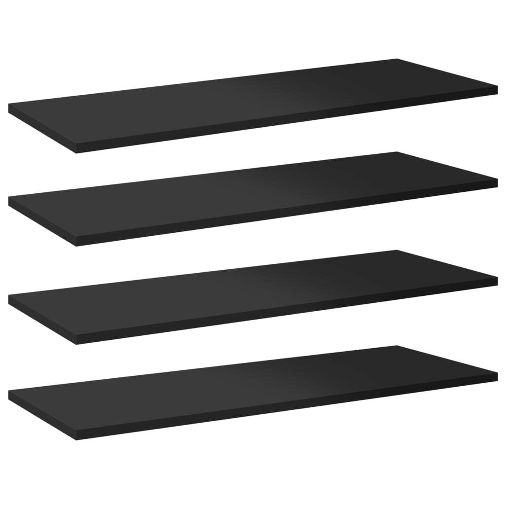 Hylleplater 8 stk høyglans svart 80x30x1,5 cm sponplate