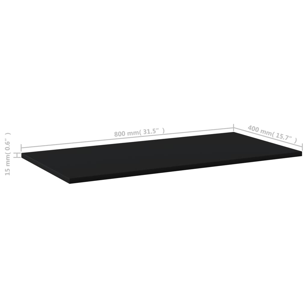 Hylleplater 8 stk svart 80x40x1,5 cm sponplate