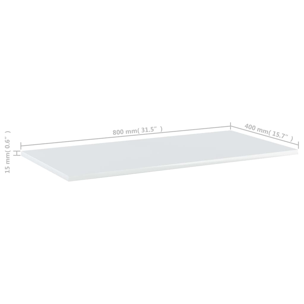 Hylleplater 8 stk høyglans hvit 80x40x1,5 cm sponplate