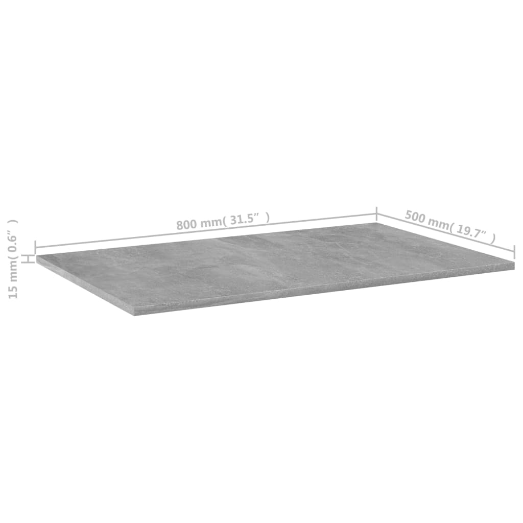 Hylleplater 4 stk betonggrå 80x50x1,5 cm konstruert tre