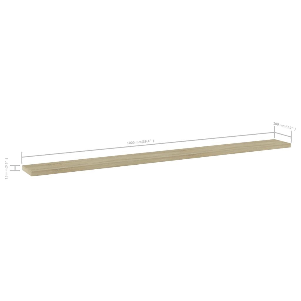 Hylleplater 4 stk sonoma eik 100x10x1,5 cm sponplate
