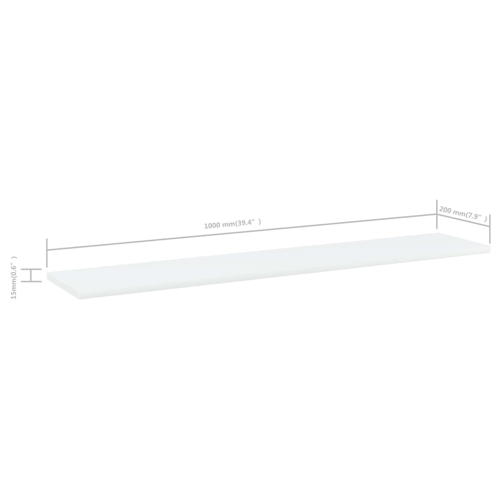 Hylleplater 4 stk hvit 100x20x1,5 cm konstruert tre
