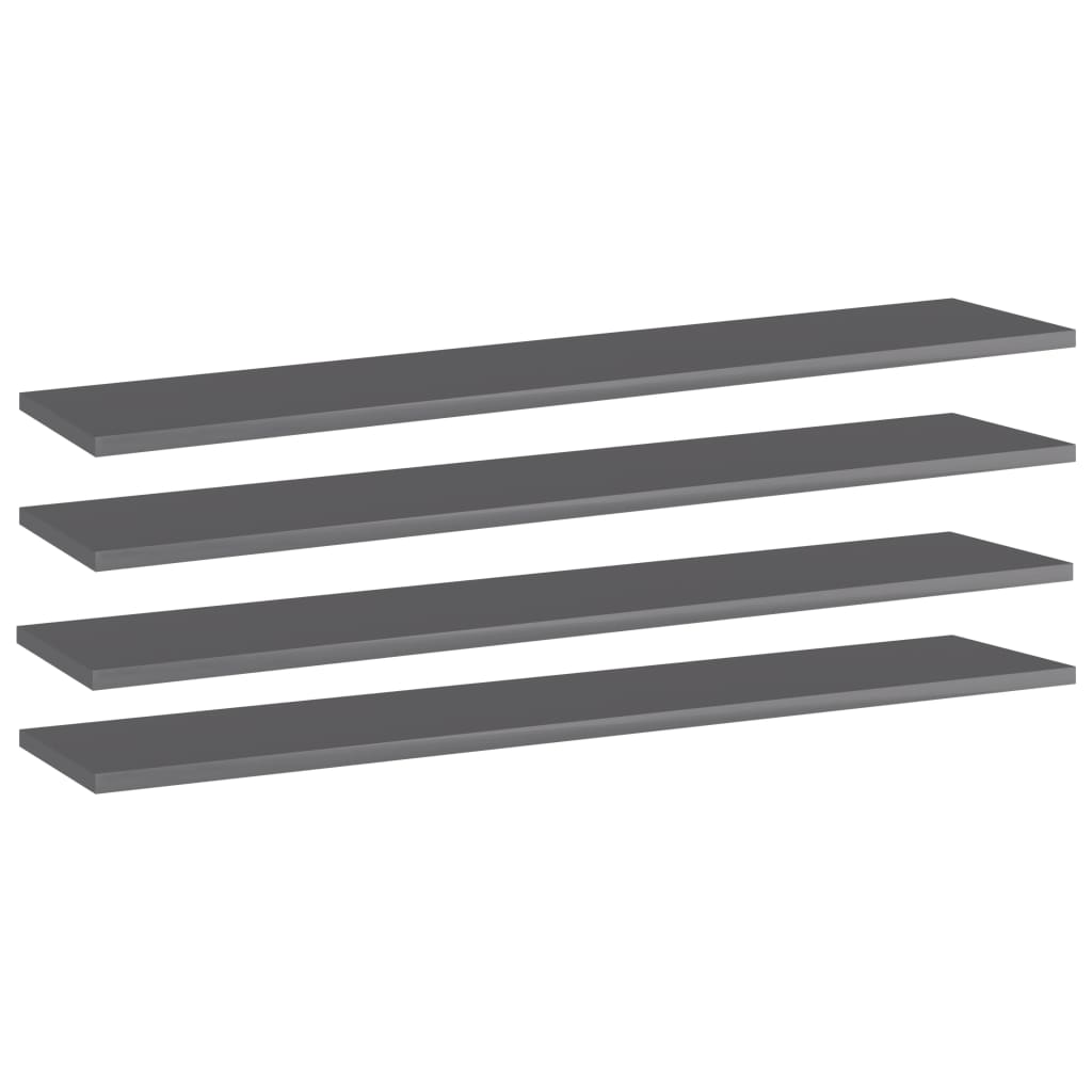 Hylleplater 4 stk høyglans grå 100x20x1,5 cm sponplate