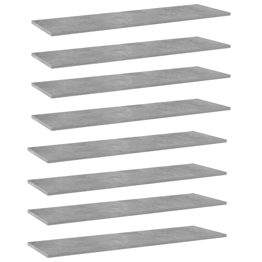 Hylleplater 8 stk betonggrå 100x30x1,5 cm sponplate
