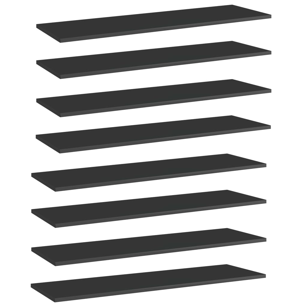 Hylleplater 8 stk høyglans svart 100x30x1,5 cm sponplate
