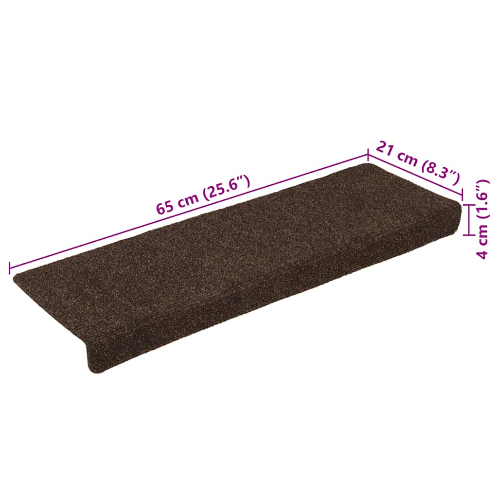 Trappematter selvklebende 15 stk 65x21x4 cm brun rektangulær kant