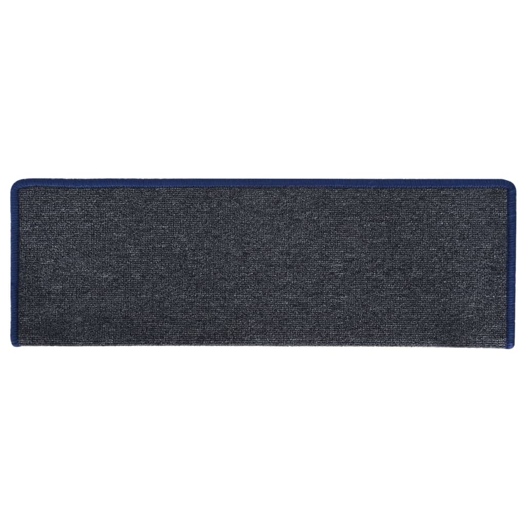 Trappematter 15 stk 65x21x4 cm mørkegrå og blå rektangulær kant