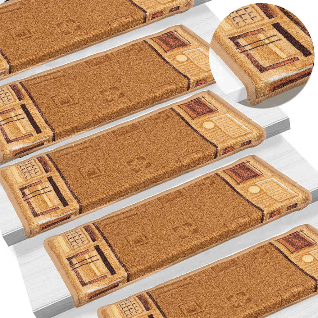 Selvklebende trappematter 15 stk 65x21x4 cm beige