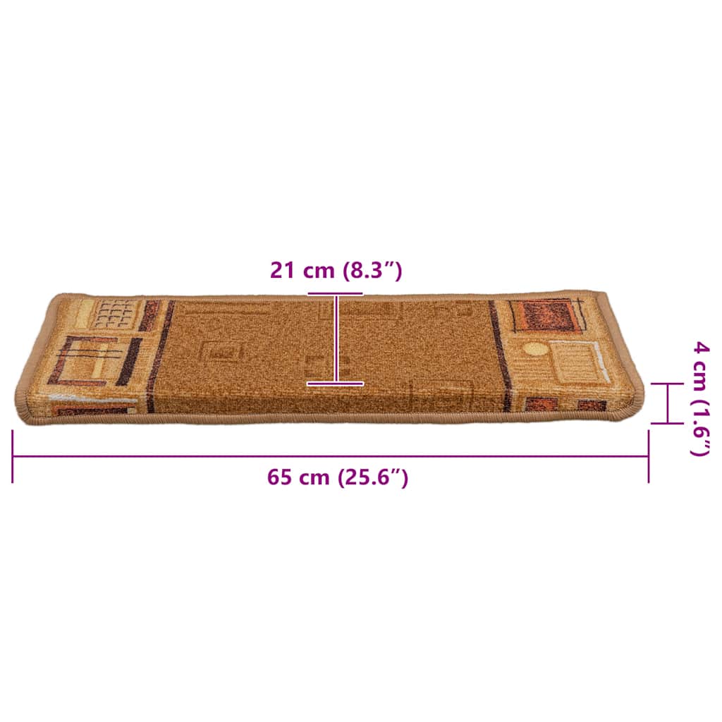 Selvklebende trappematter 15 stk 65x21x4 cm beige