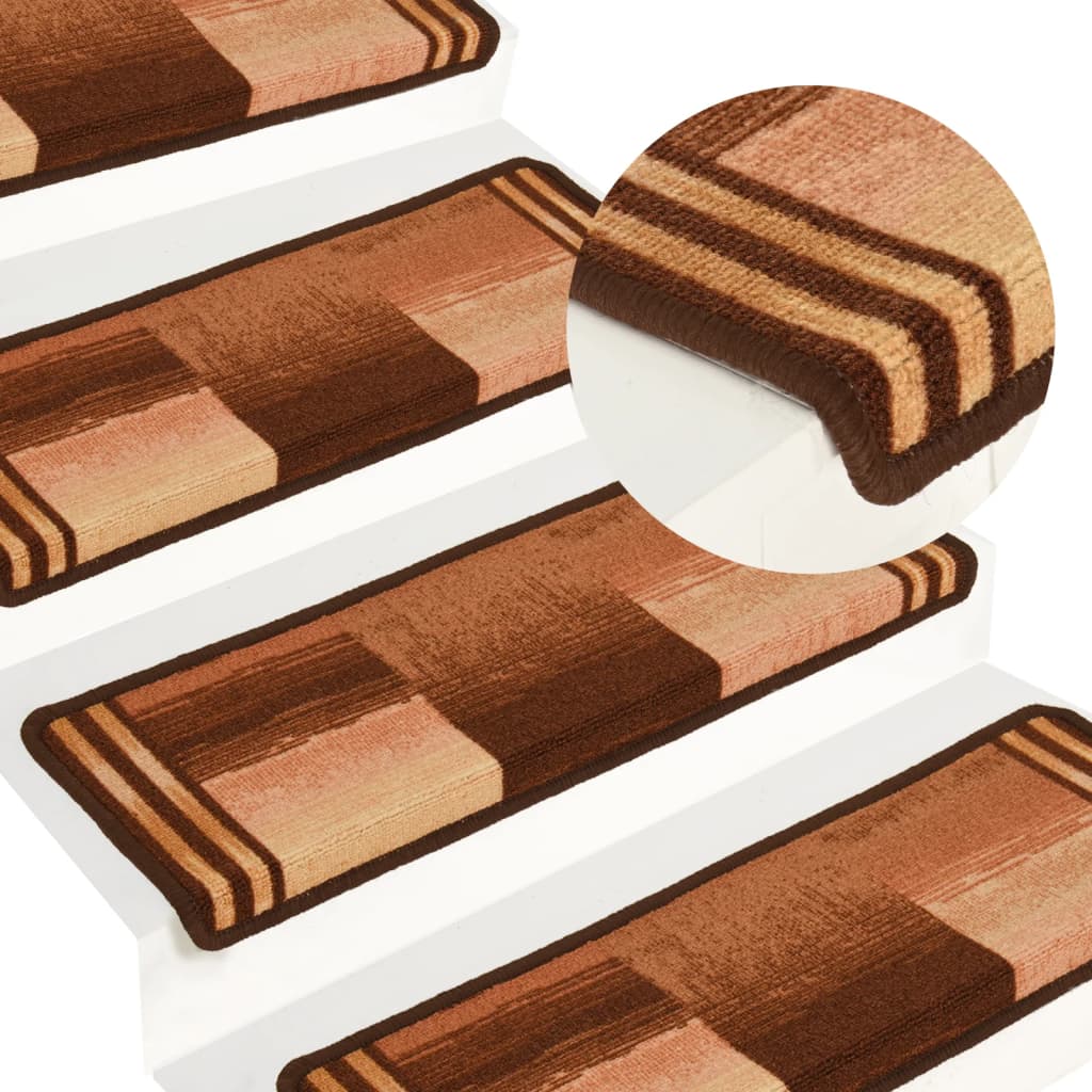 Selvklebende trappematter 15 stk 65x21x4 cm brun