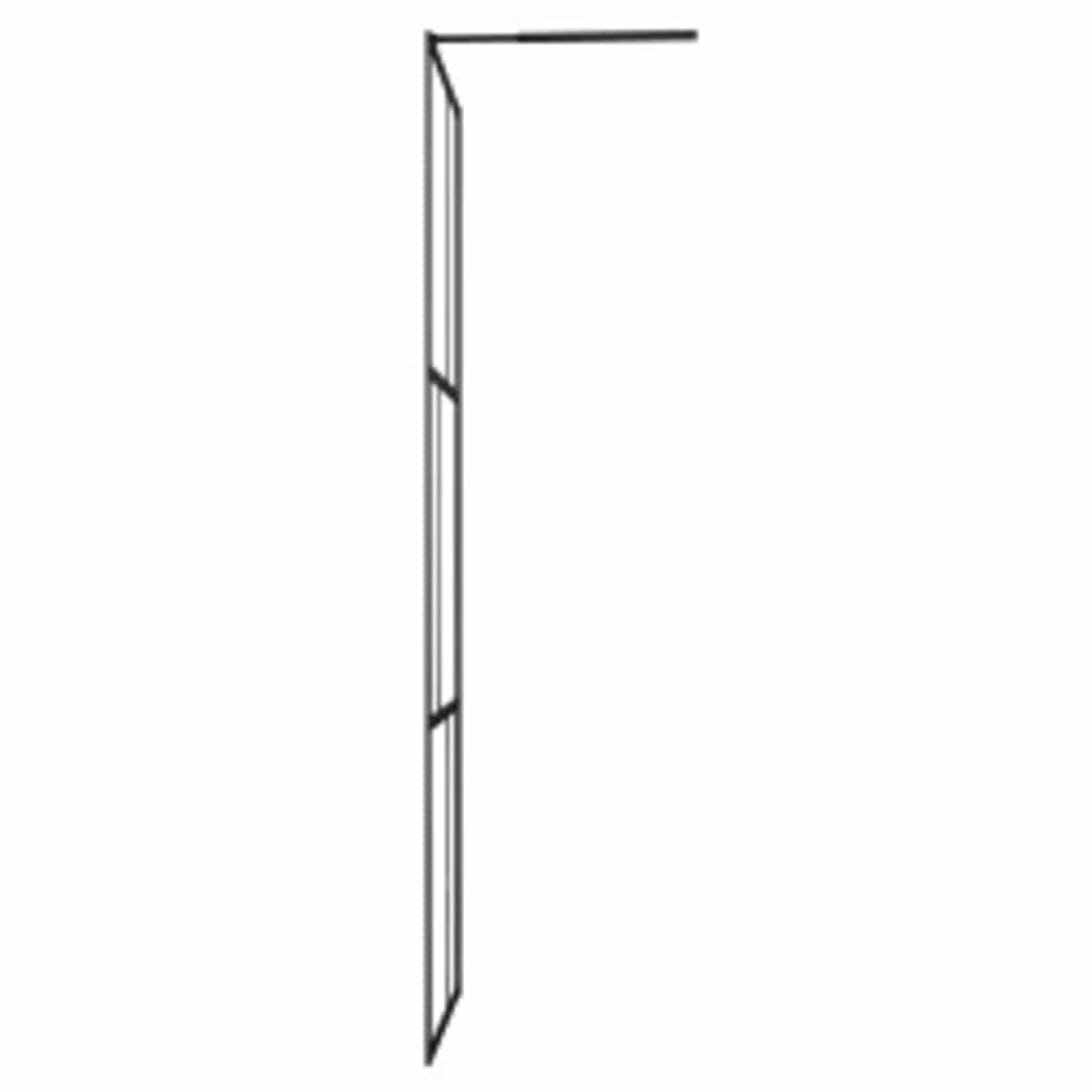 Dusjvegg med herdet glass svart 80x195 cm