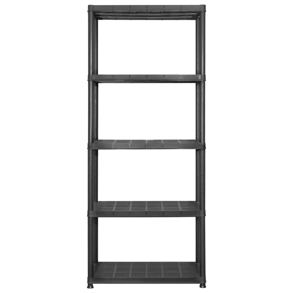 Oppbevaringshylle 5 nivåer svart 142x38x170 cm plast