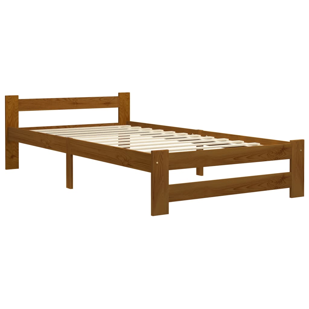 Sengeramme honningbrun heltre furu 90x200 cm