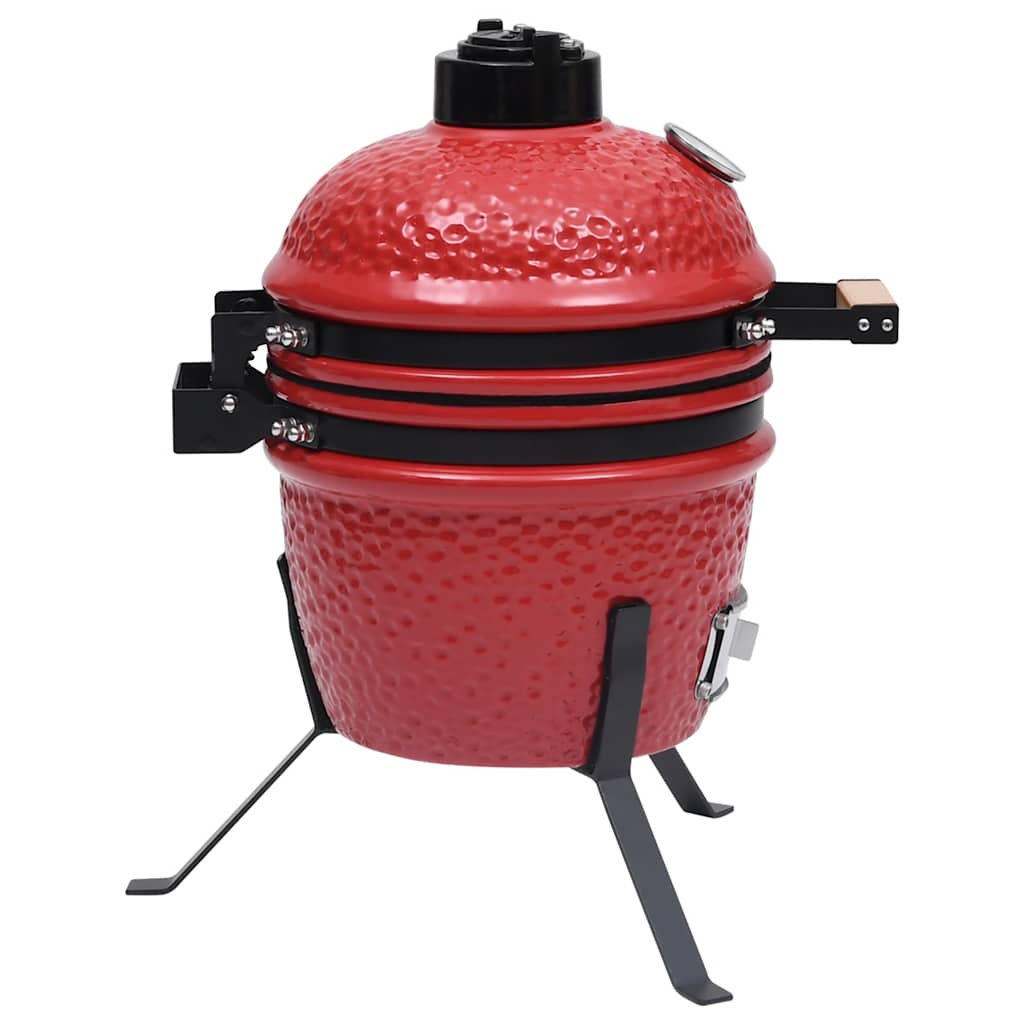Kullgrill med røyker Kamado keramisk 56 cm rød