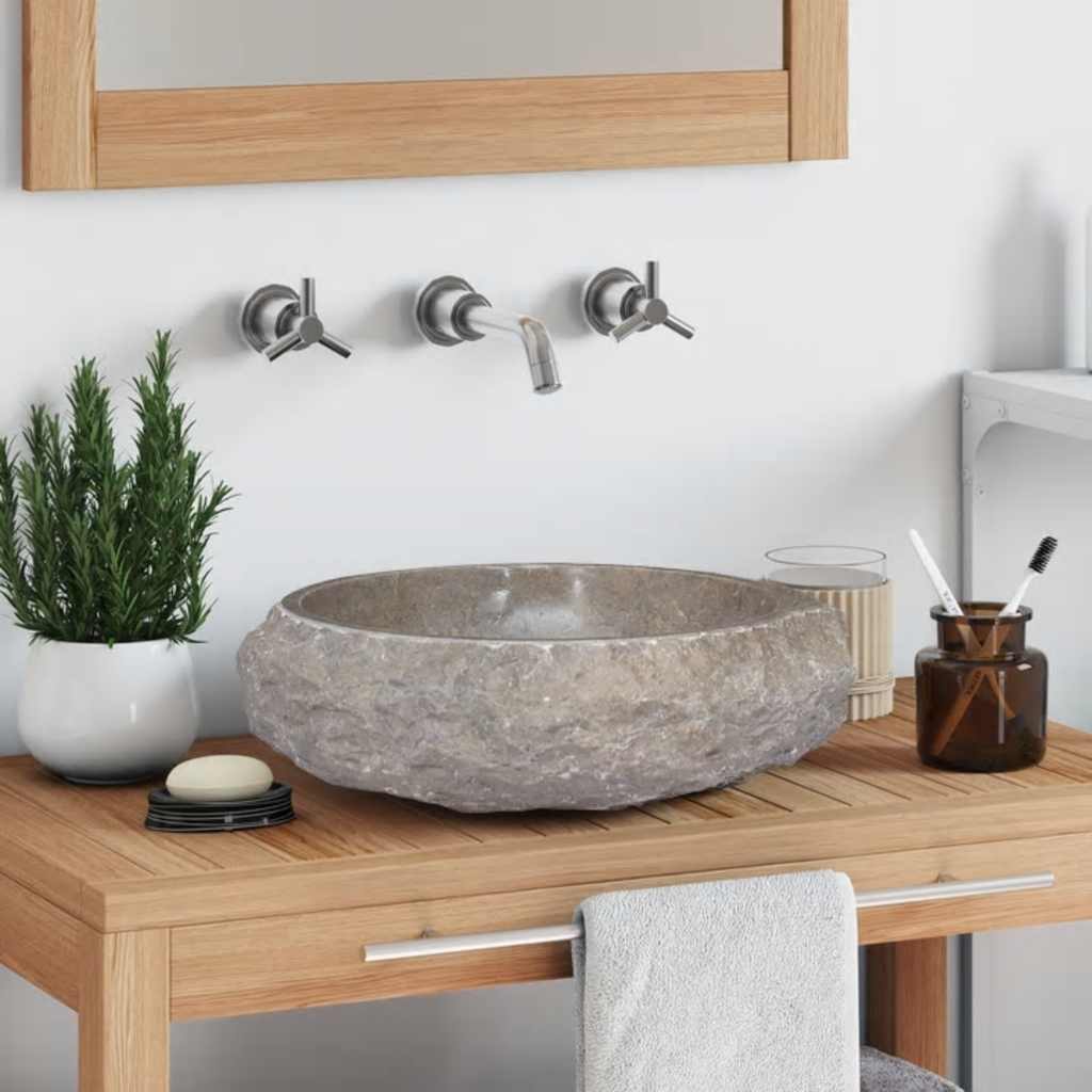 Vask Ø40x12 cm marmor grå