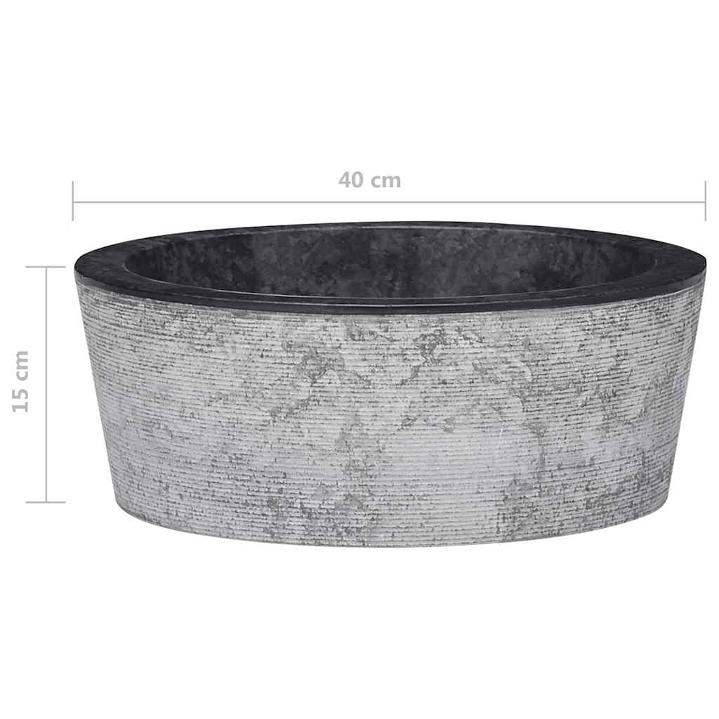 Vask Ø40x15 cm marmor svart