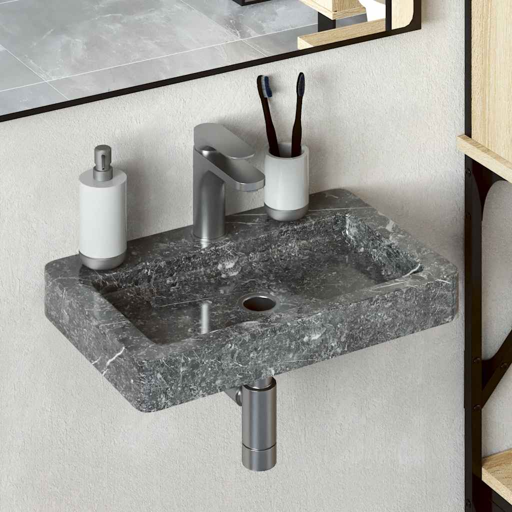 Veggmontert vask grå 38x24x6,5 cm marmor vidaXL