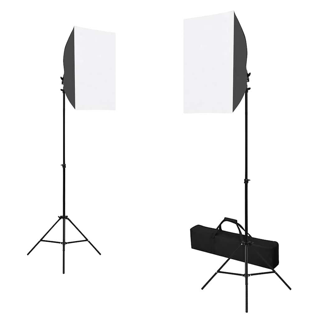 Fotostudiosett med softbokslys, bakgrunn og reflektor