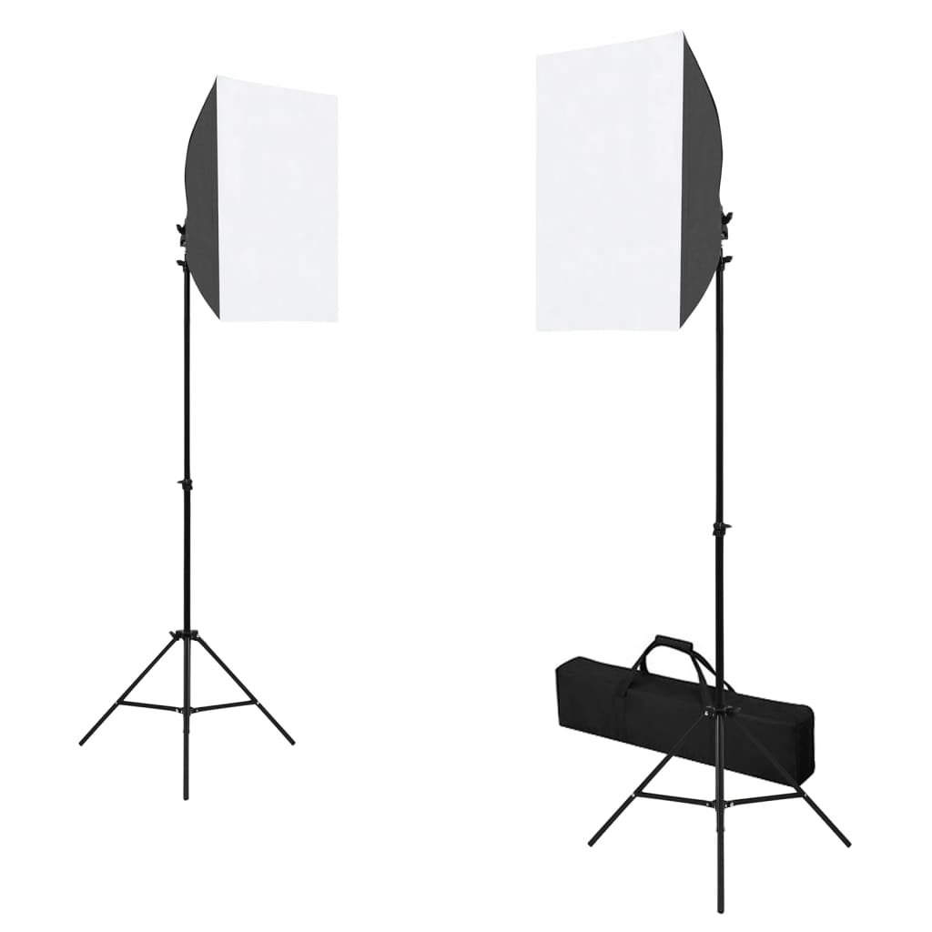 Fotostudiosett med softbokslys, bakgrunn og reflektor